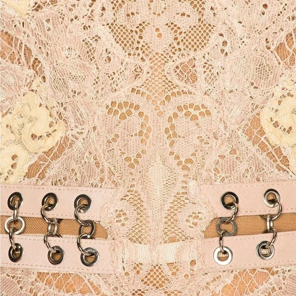 NWT Jonathan Simkhai Grommet Lariat Lace Bustier Bodysuit
